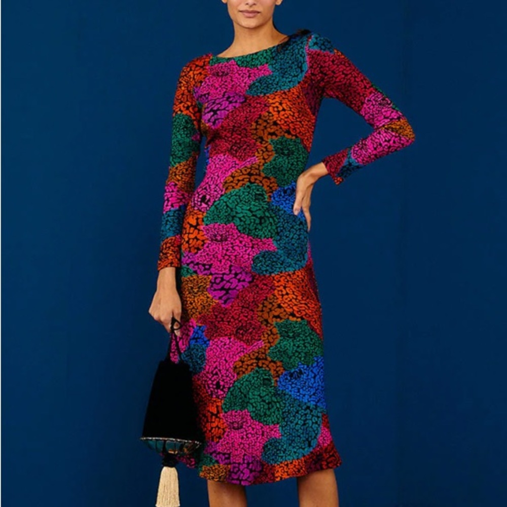 Farm Rio Rainbow Mix Jersey Midi Dress